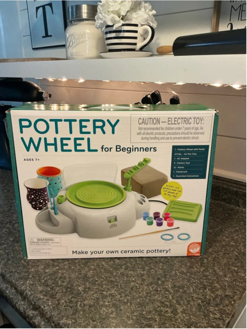 MindWare Pottery Wheel for Beginners Pottery Kit with Air-Dry Clay, Tools NEW